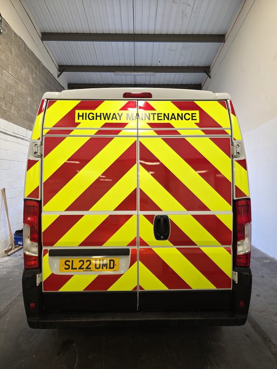 Highway Maintenance van rear chevron vinyl and lettering Cardiff