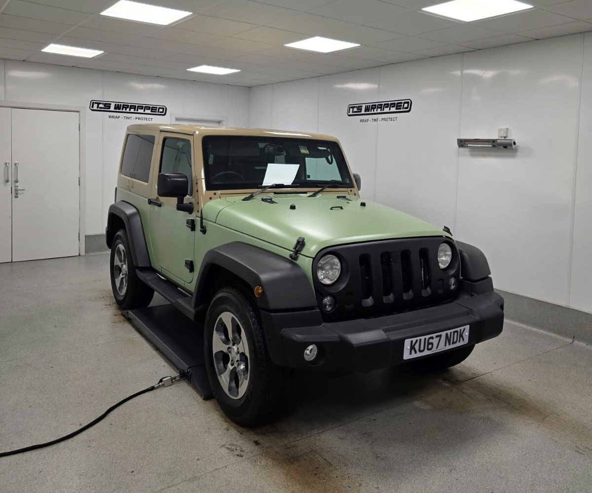 Jeep Wrangler — Matte Green Wrap, Cardiff